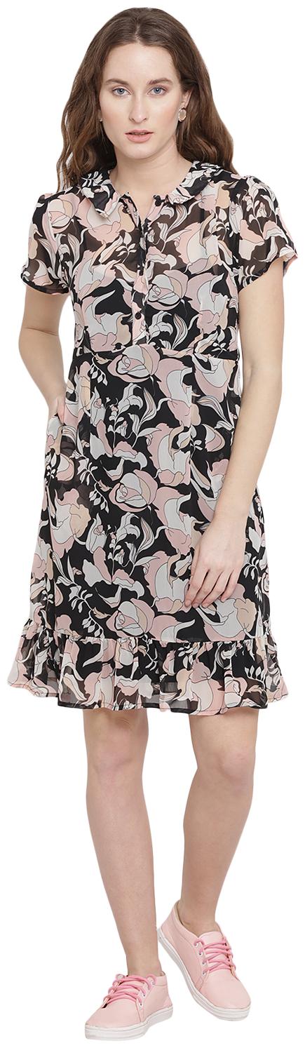 

Abiti Bella Black Floral Fit flare dress