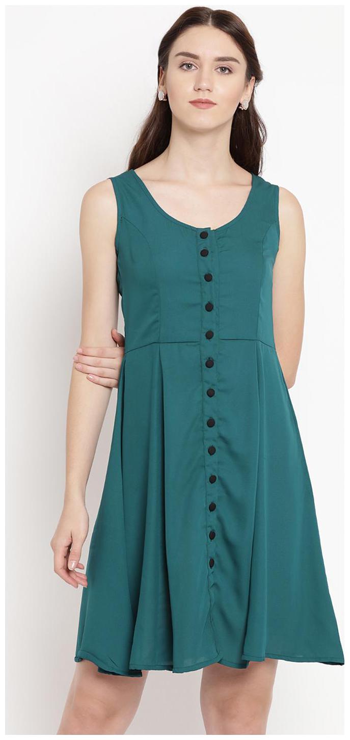 

Abiti Bella Green Solid A-line dress