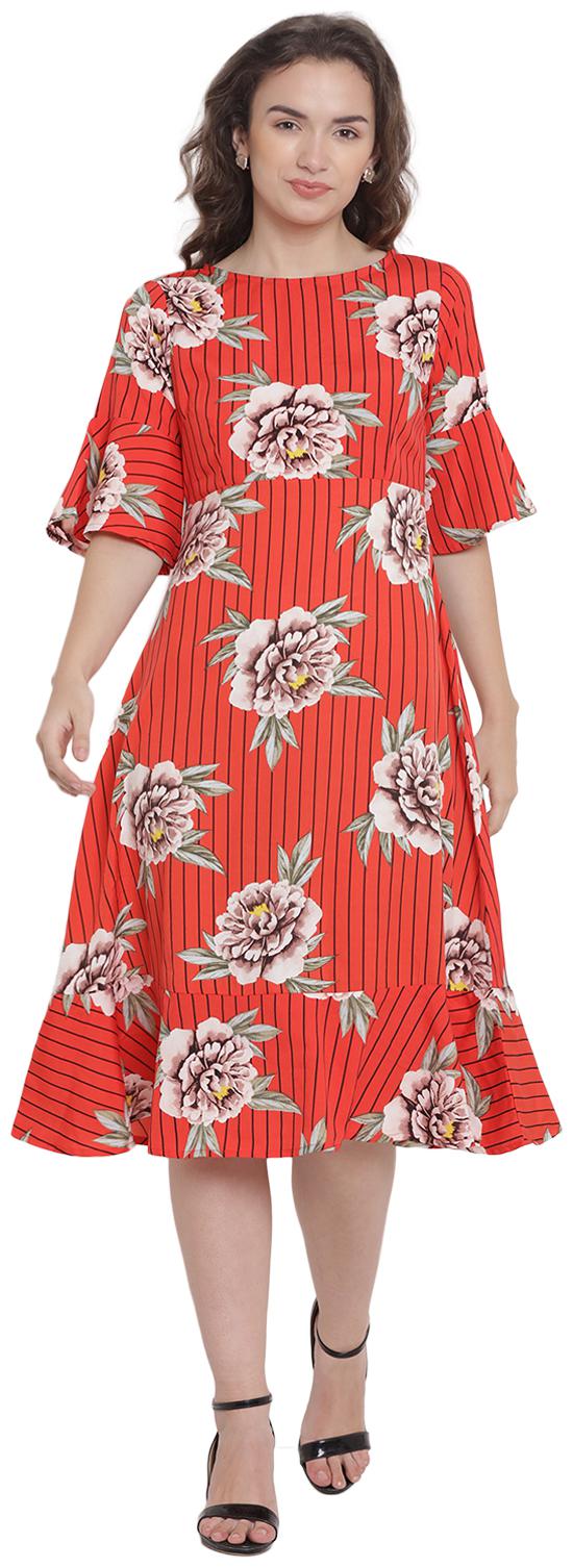 

Abiti Bella Red Floral Fit flare dress