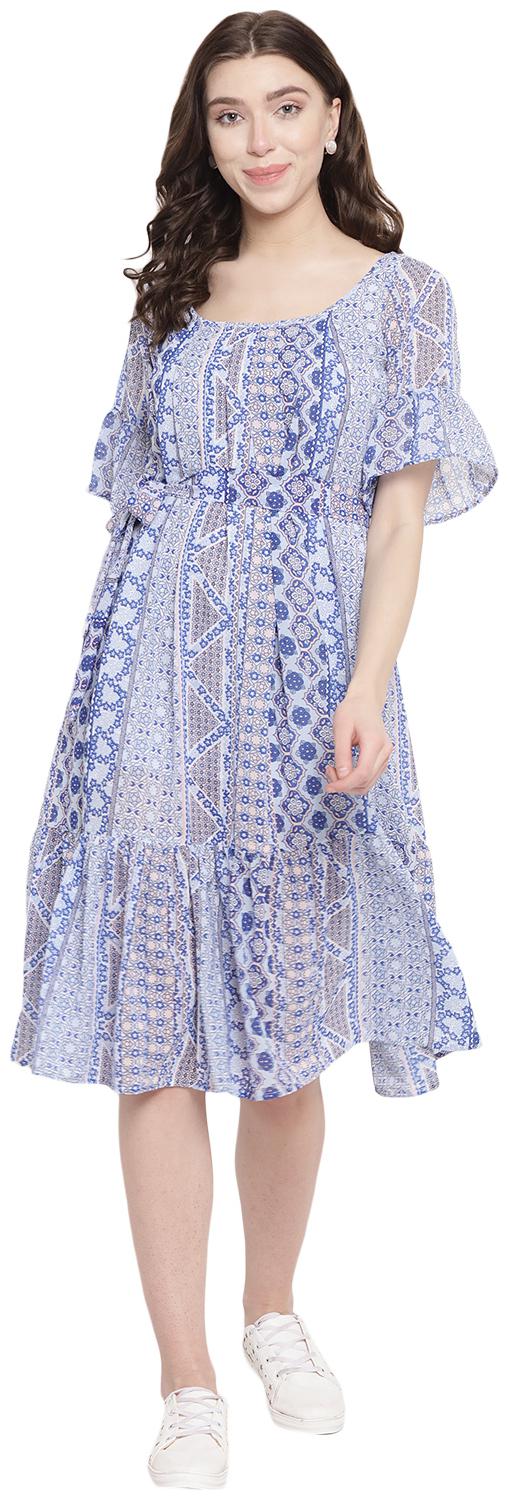 

Abiti Bella Blue Geometric Fit flare dress