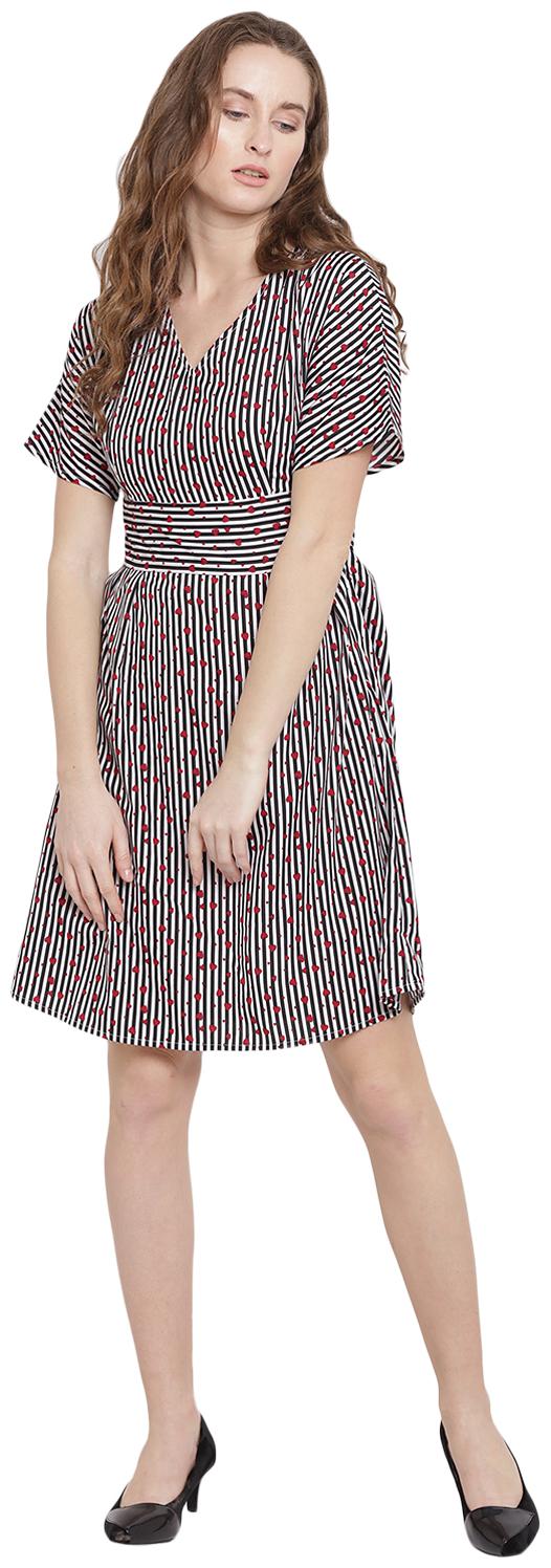 

Abiti Bella Black Striped Fit flare dress