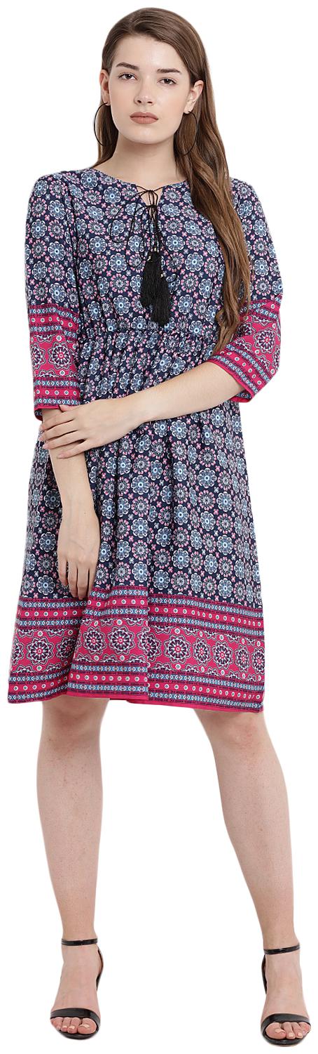 

Abiti Bella Blue Printed A-line dress