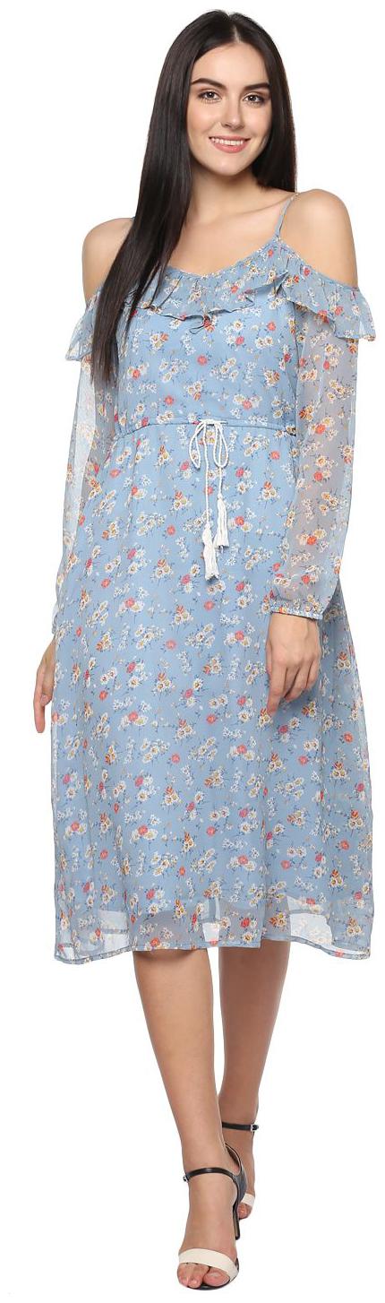 

Abiti Bella Blue Printed Fit flare dress