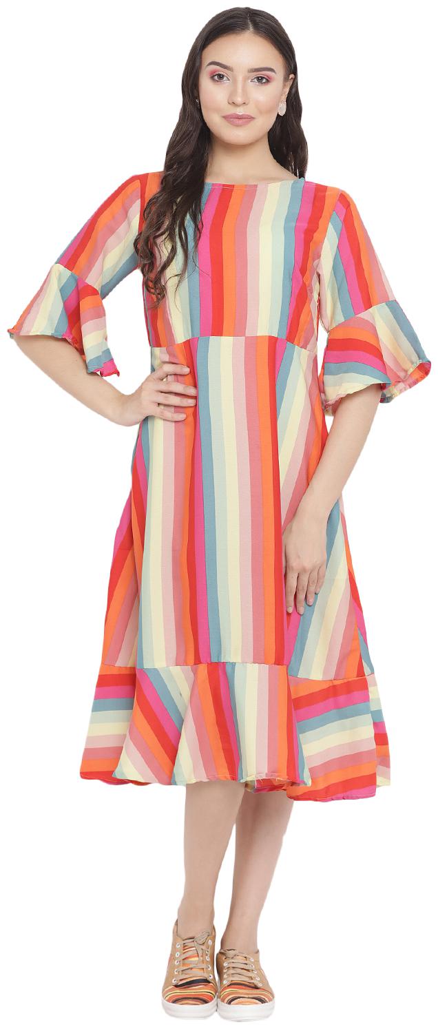 

Abiti Bella Multi Striped Fit flare dress