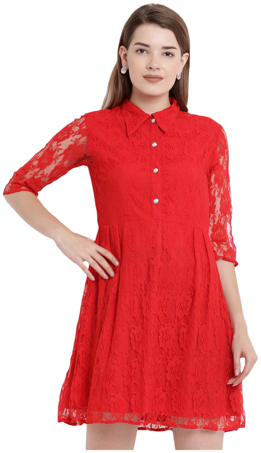 

Abiti Bella Red Floral Fit flare dress
