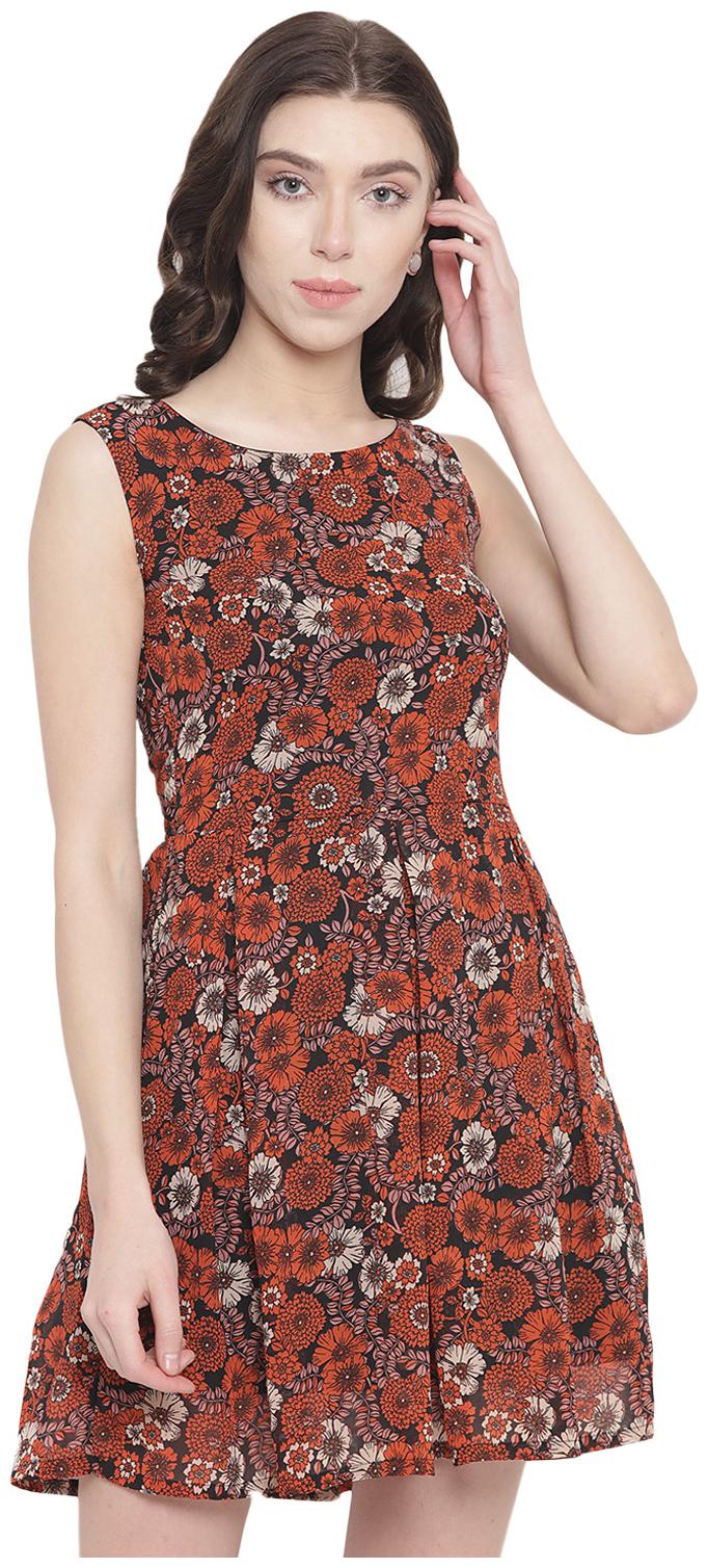 

Abiti Bella Orange Floral Fit flare dress