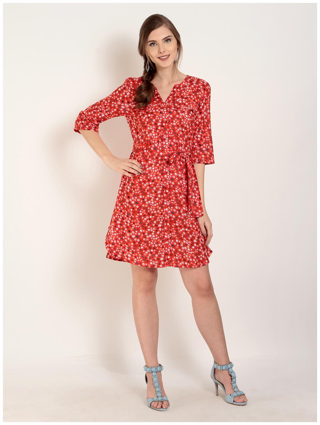 

Abiti Bella Orange Printed A-line dress