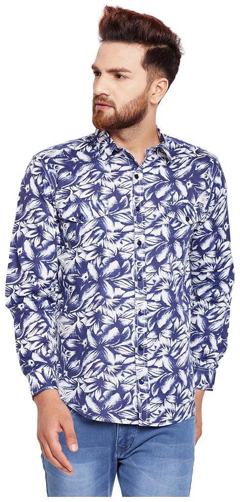 

OXOLLOXO Men Blue Printed Regular Fit Casual Shirt