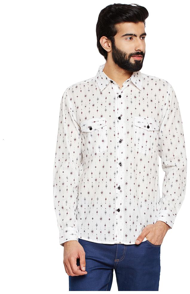 

OXOLLOXO Men White Printed Regular Fit Casual Shirt