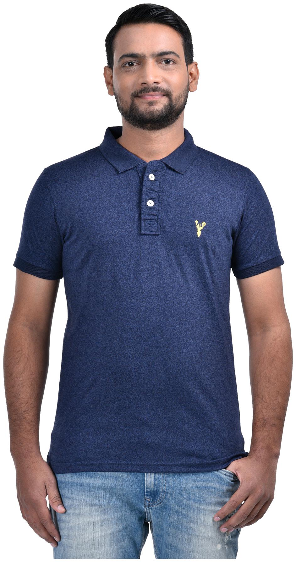 

South India Shopping Mall Men Blue Regular fit Cotton Polo collar T-Shirt - Pack Of 1