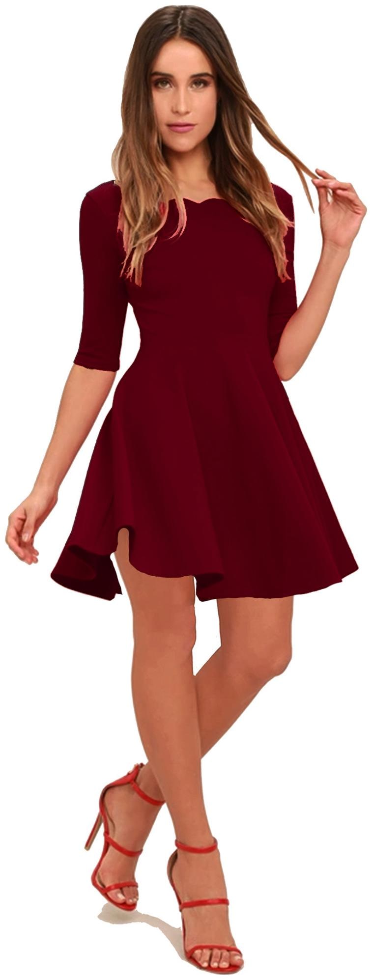 

Addyvero Maroon Solid A-line dress