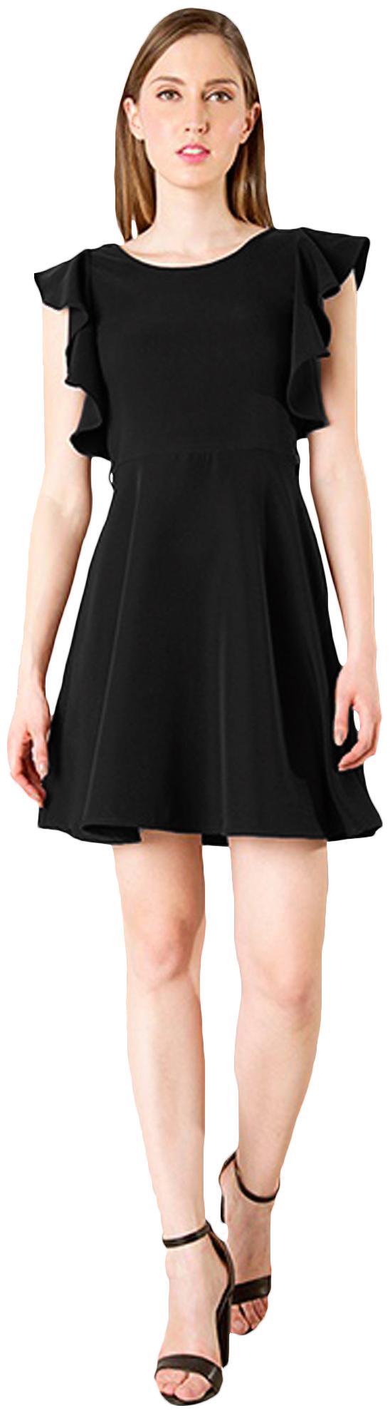 

Addyvero Black Solid Flared dress