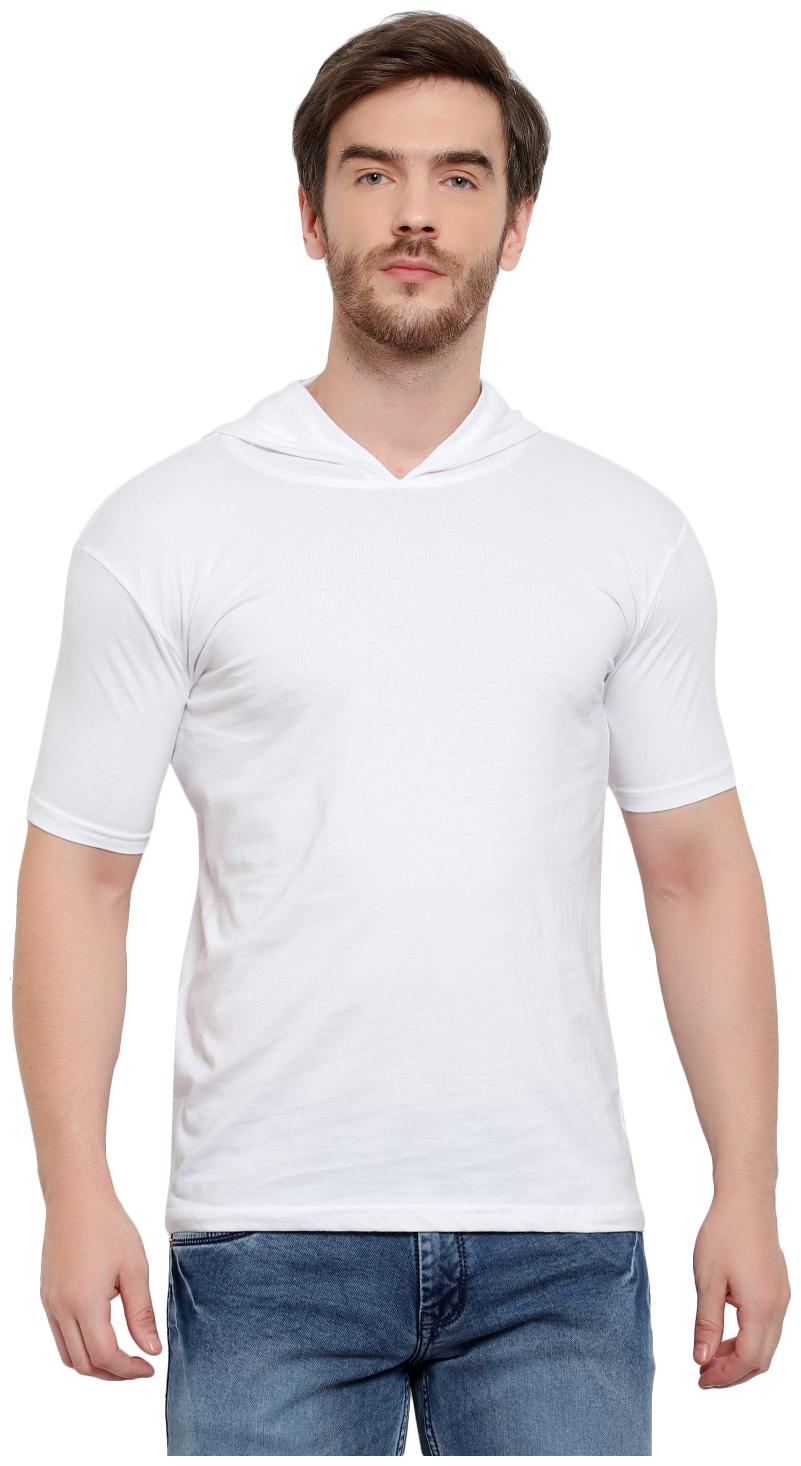 

ADEERA Men White Regular fit Cotton Hood T-Shirt - Pack Of 1