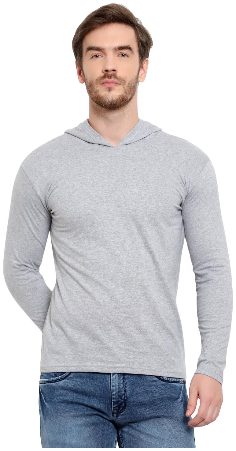 

ADEERA Men Grey Regular fit Cotton Hood T-Shirt - Pack Of 1