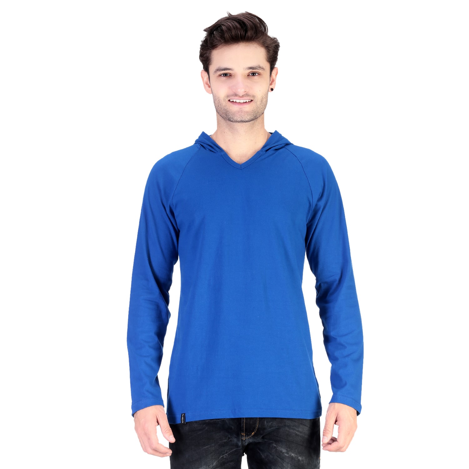 

ADEERA Men Blue Regular fit Cotton Hood T-Shirt - Pack Of 1