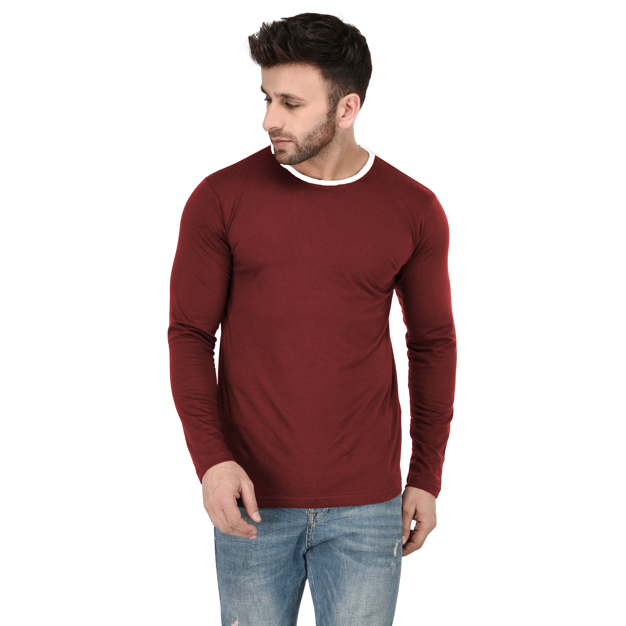 

ADEERA Men Maroon Regular fit Cotton Round neck T-Shirt - Pack Of 1