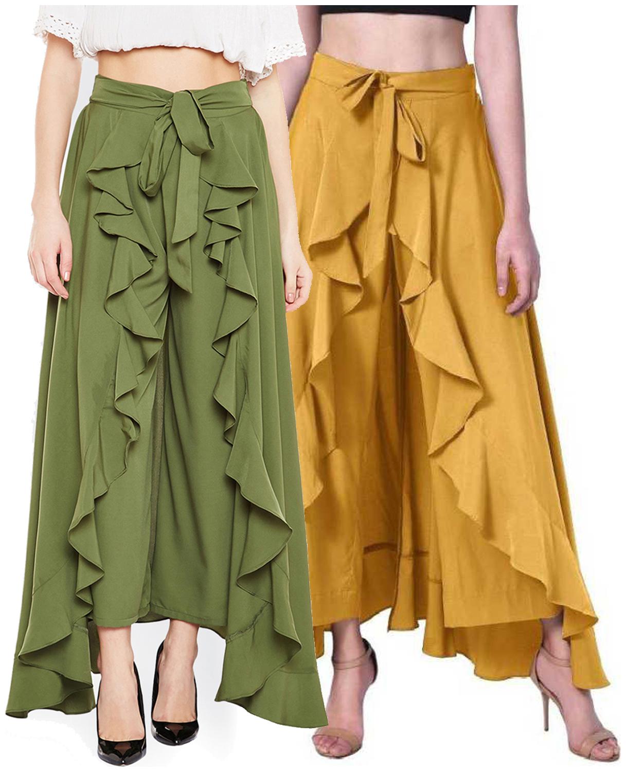 

Adicap Women Regular Fit Palazzo- Pack of 2 (Mustard Green)