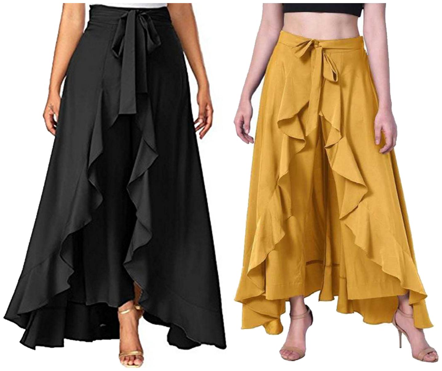 

Adicap Women Regular Fit Palazzo- Pack of 2 (Mustard Black)
