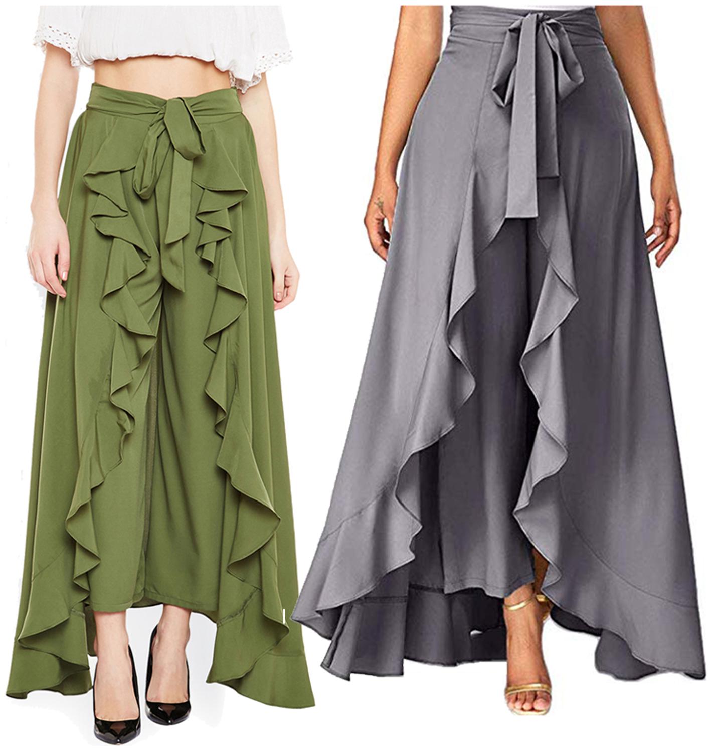 

Adicap Grey Green Solid Wide Leg Palazzo