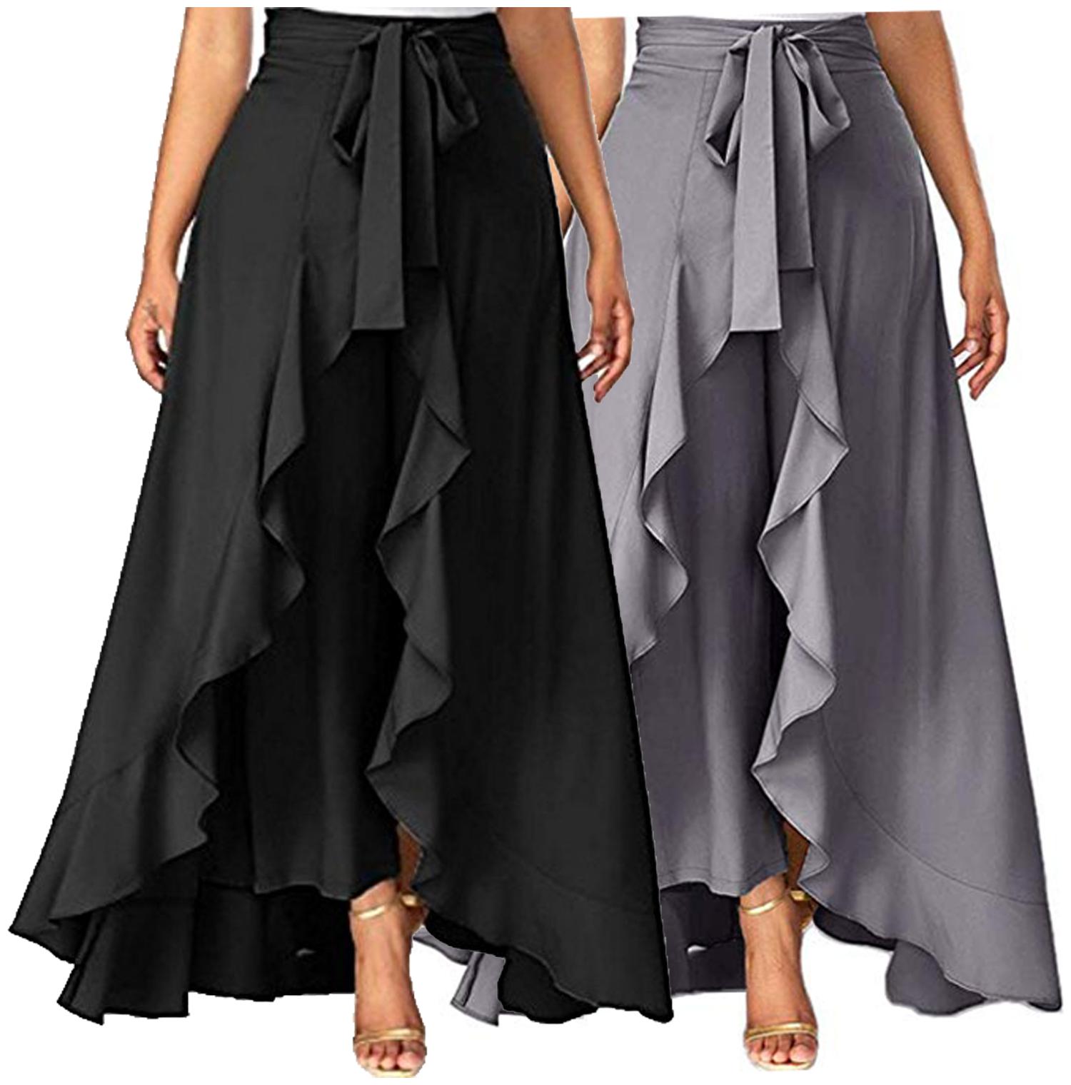 

Adicap Grey Black Solid Wide Leg Palazzo