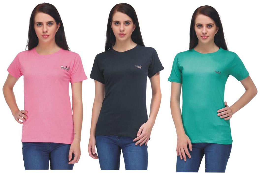 

AdiRattan Women Multi Regular fit Round neck Cotton T shirt