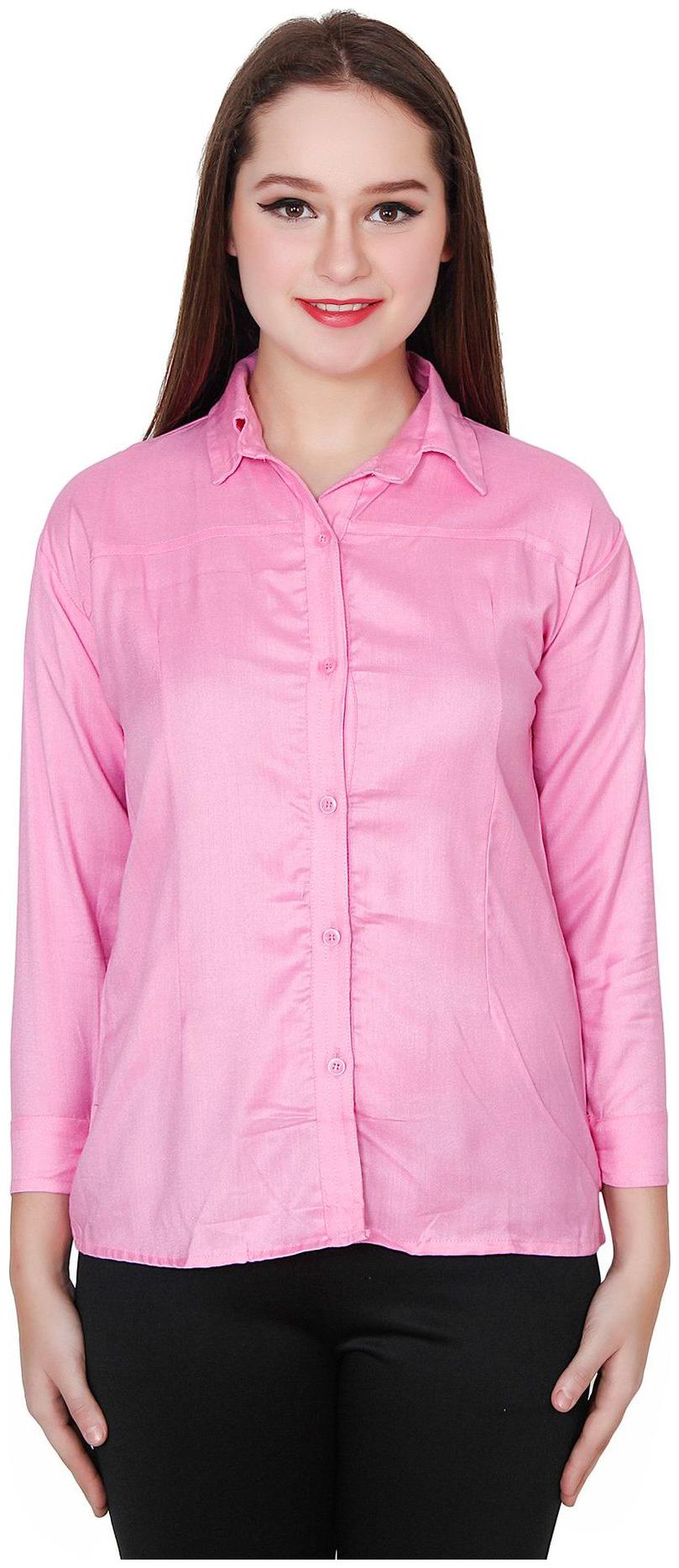 

AdiRattan Women Pink Solid Regular Fit Shirt