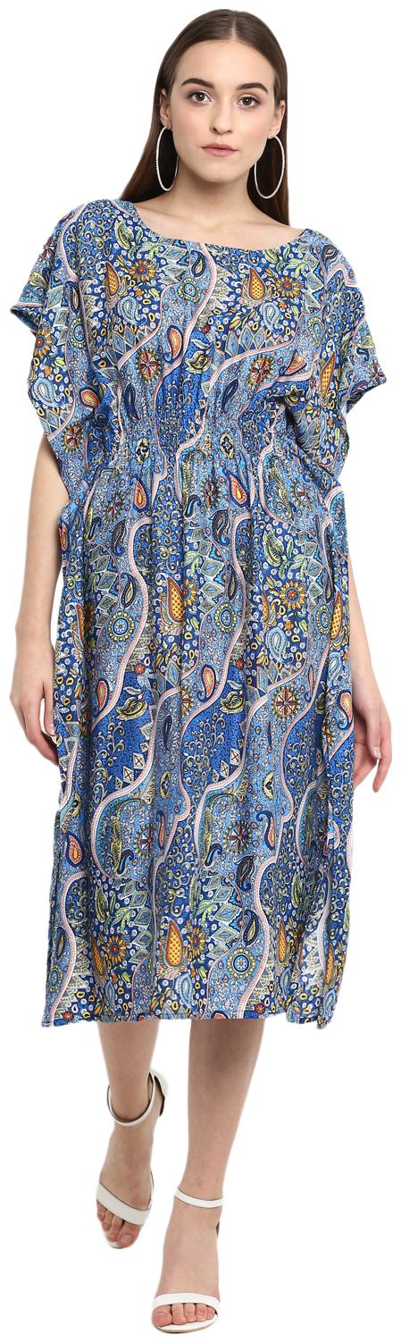 

Aditi Wasan Blue Printed Empire dress