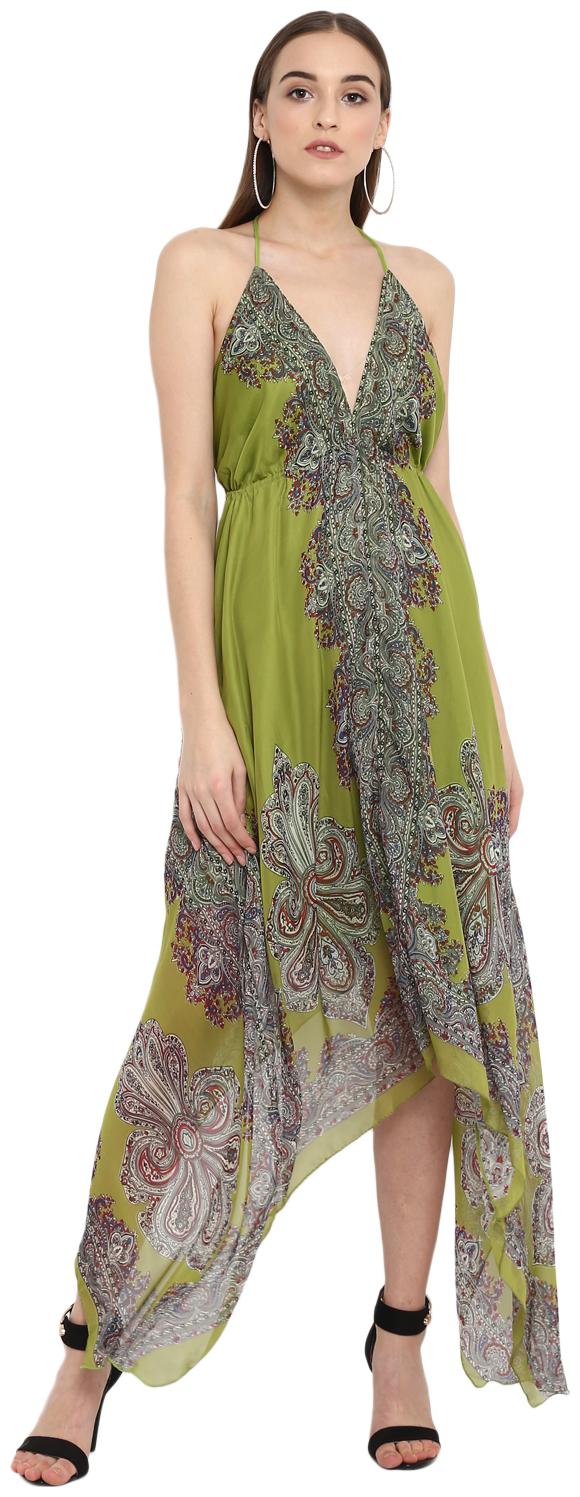 

Aditi Wasan Green Printed Empire dress