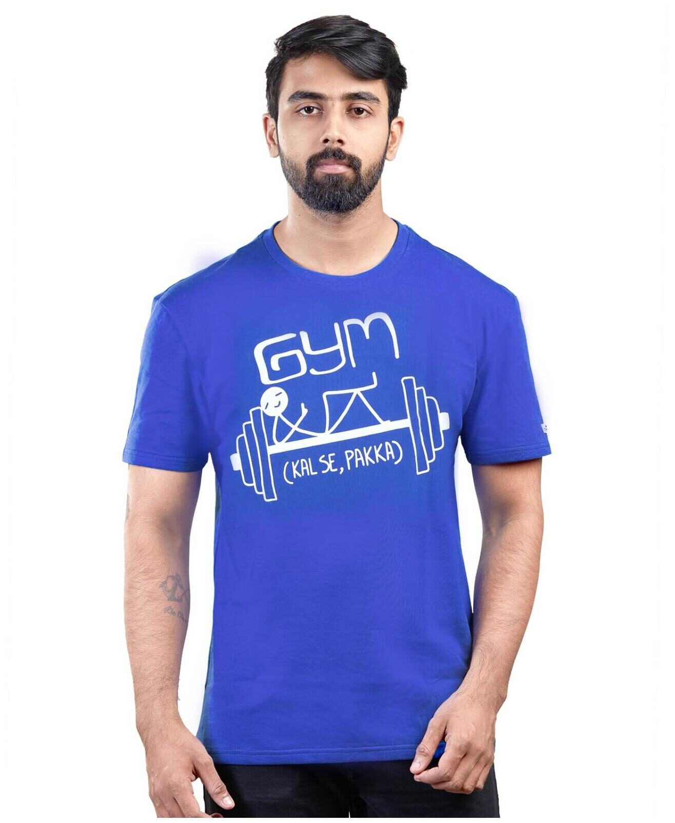 

Admyre Men s Kal Se Gym Pakka Printed Premium Blue T-Shirt for Men s