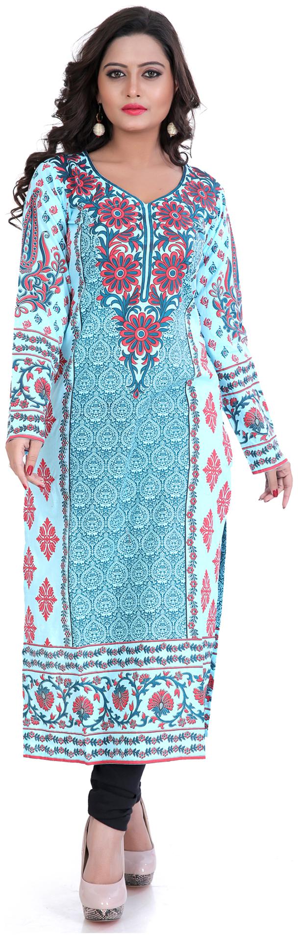 

Admyrin Aqua Cambric Cotton Kurti (Size-S)