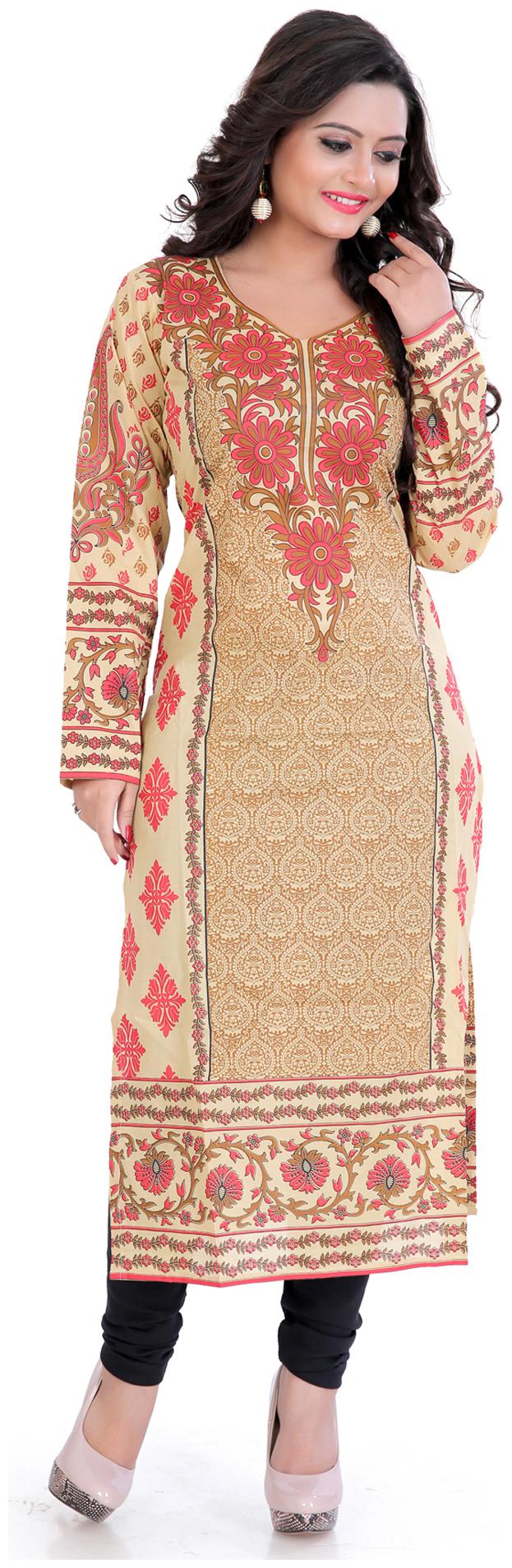 

Admyrin Beige Cambric Cotton Kurti (Size-M)