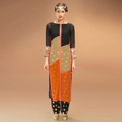 

Admyrin Black Georgette Kurti With Pant