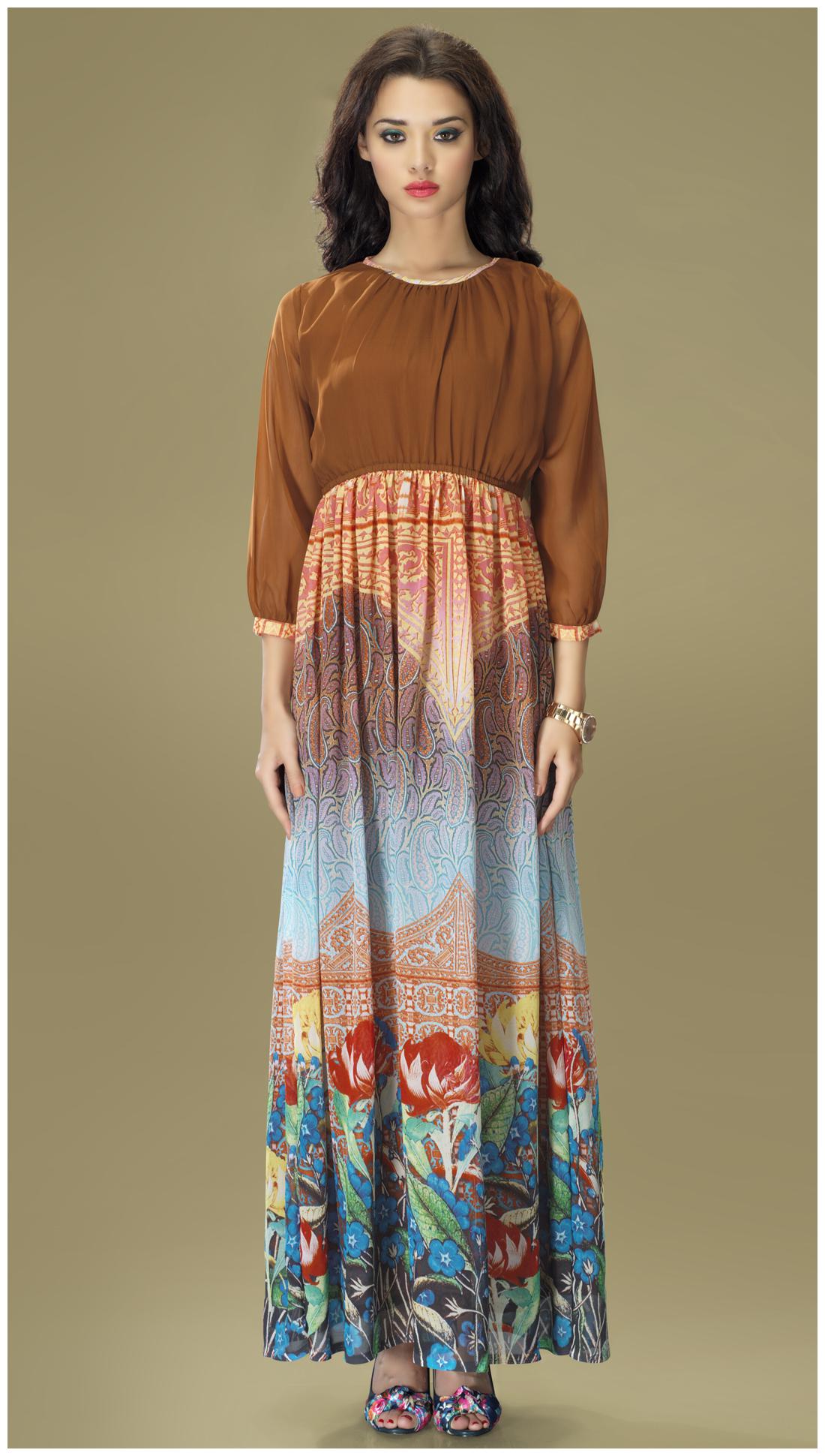 

Admyrin Brown Georgette And Chiffon Kurti