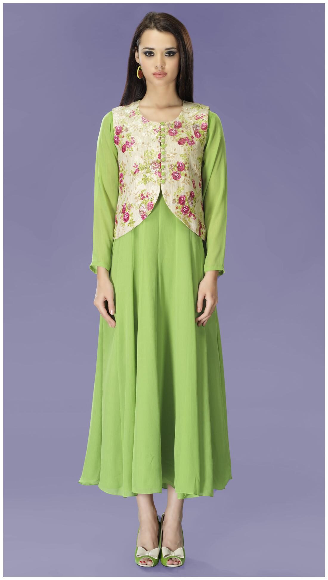 

Admyrin Green Chiffon Kurti
