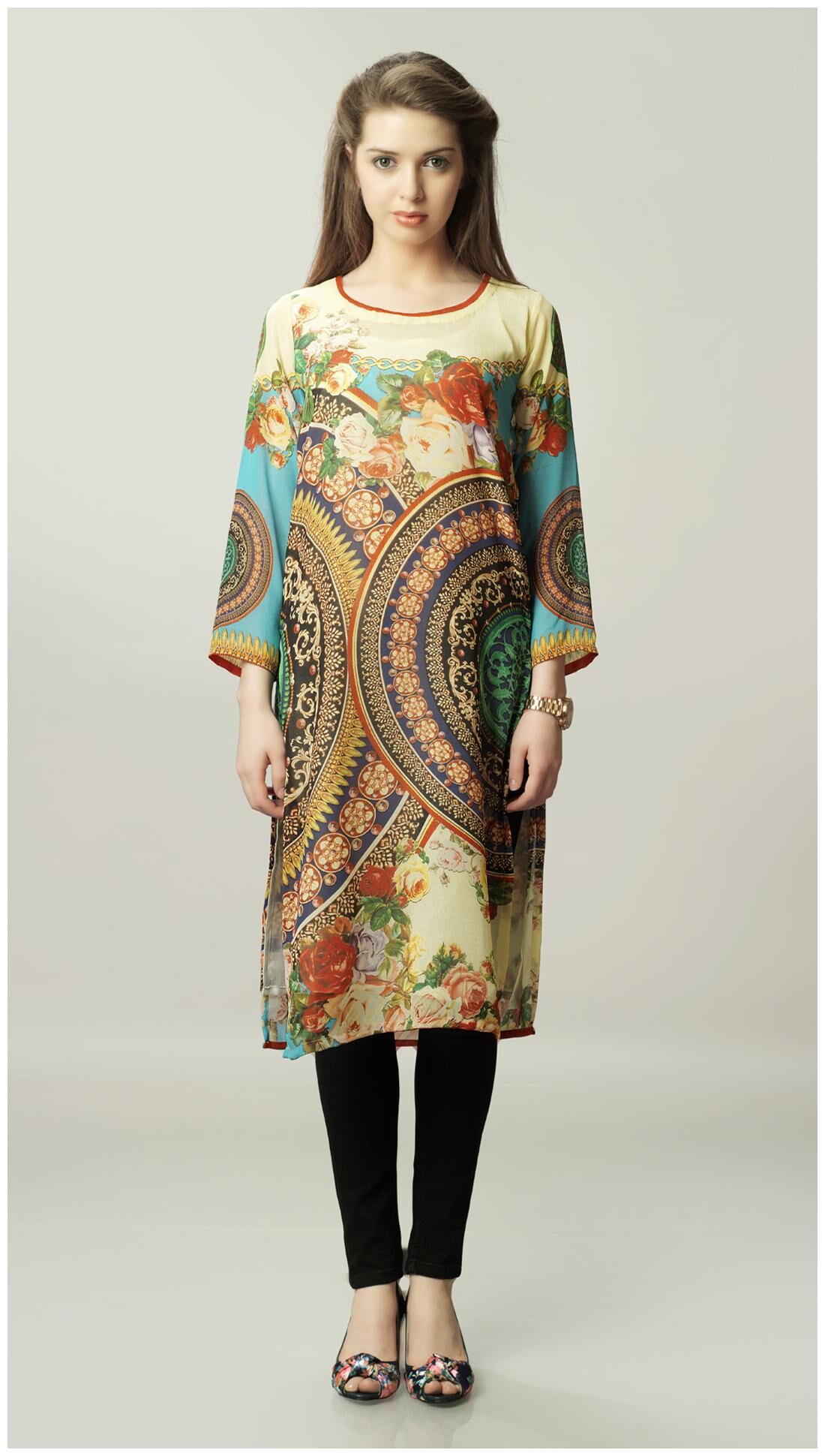 

Admyrin Multicolor Georgette Kurti
