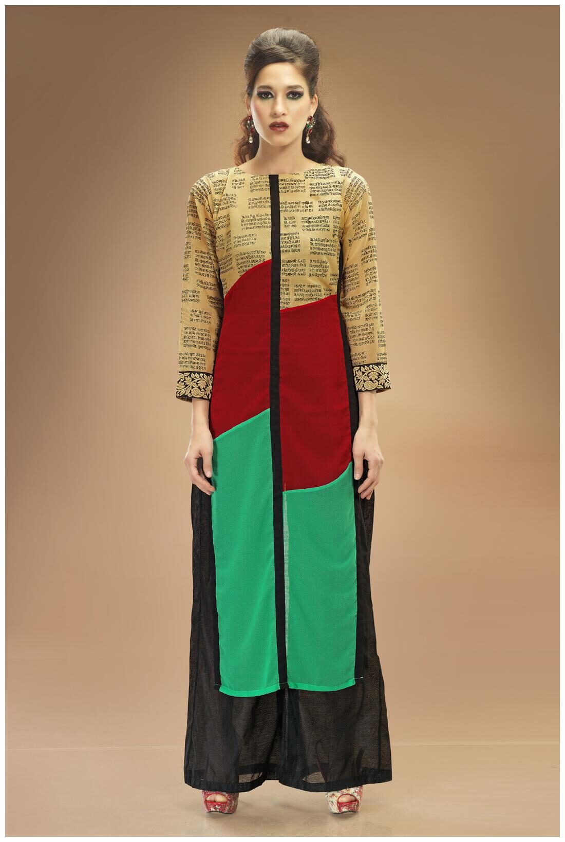 

Admyrin Red And Green Georgette Kurti