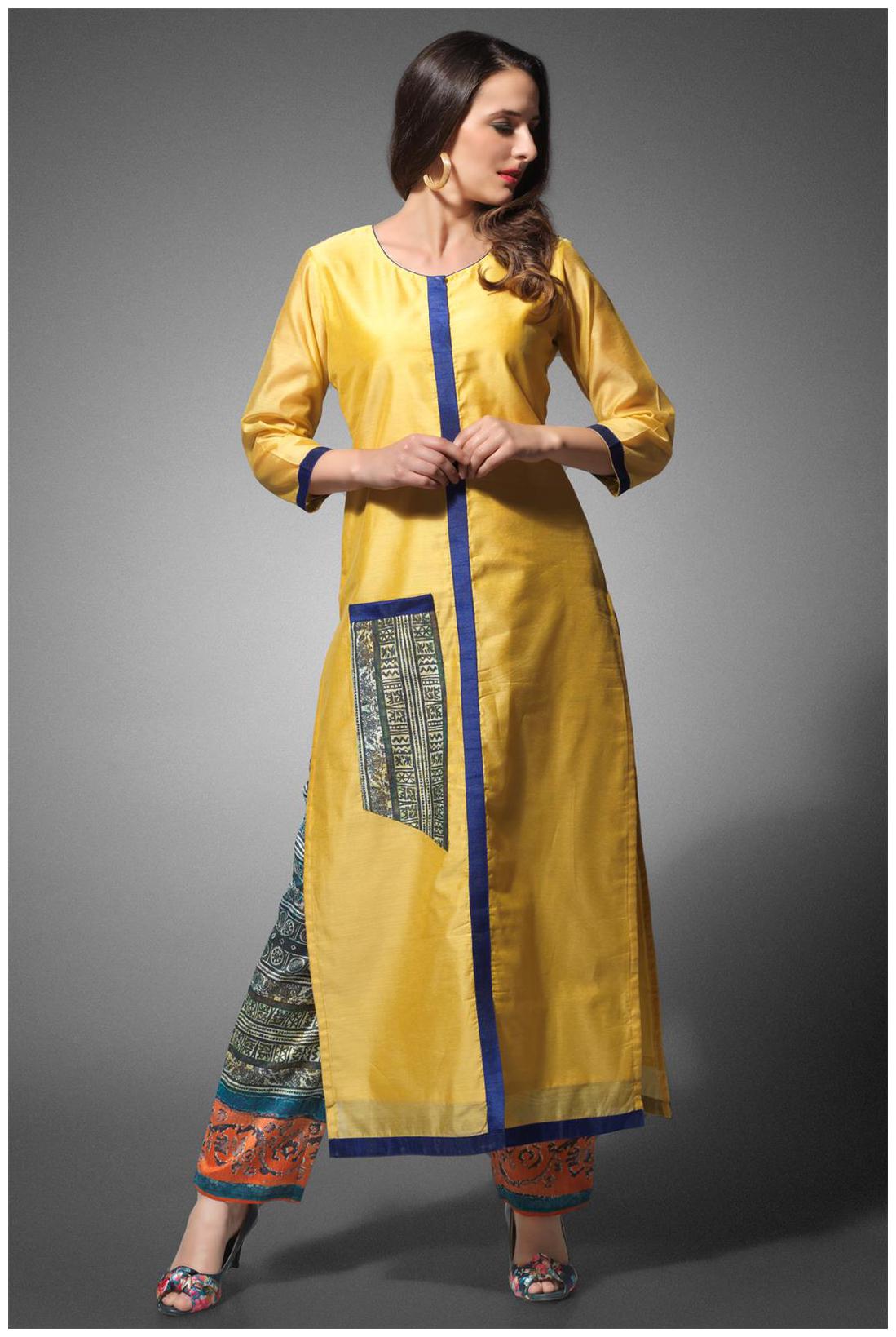 

Admyrin Yellow Cotton Silk Kurta With Pant