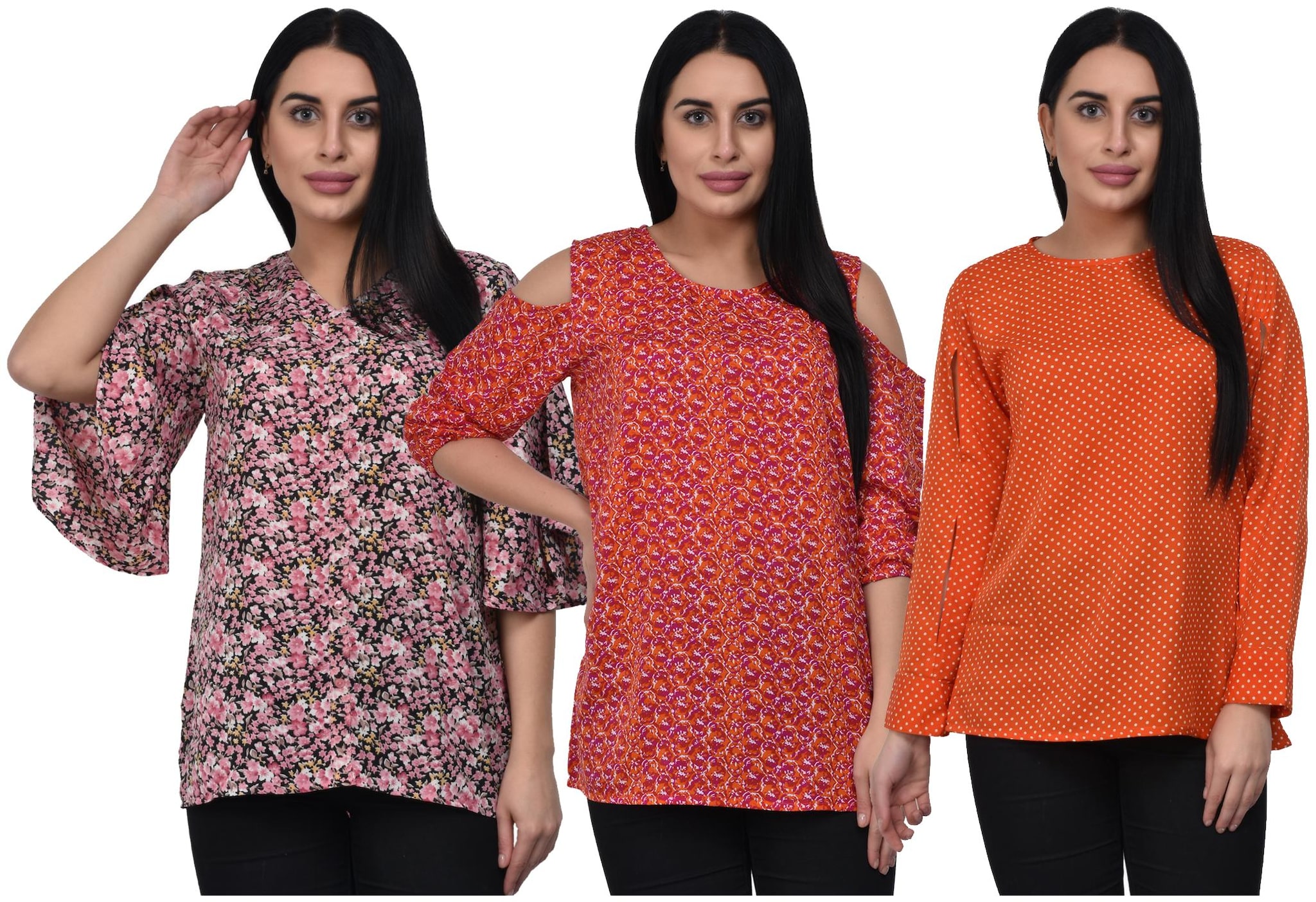 

ADORSY Crepe Multi Floral A Line Top For Women