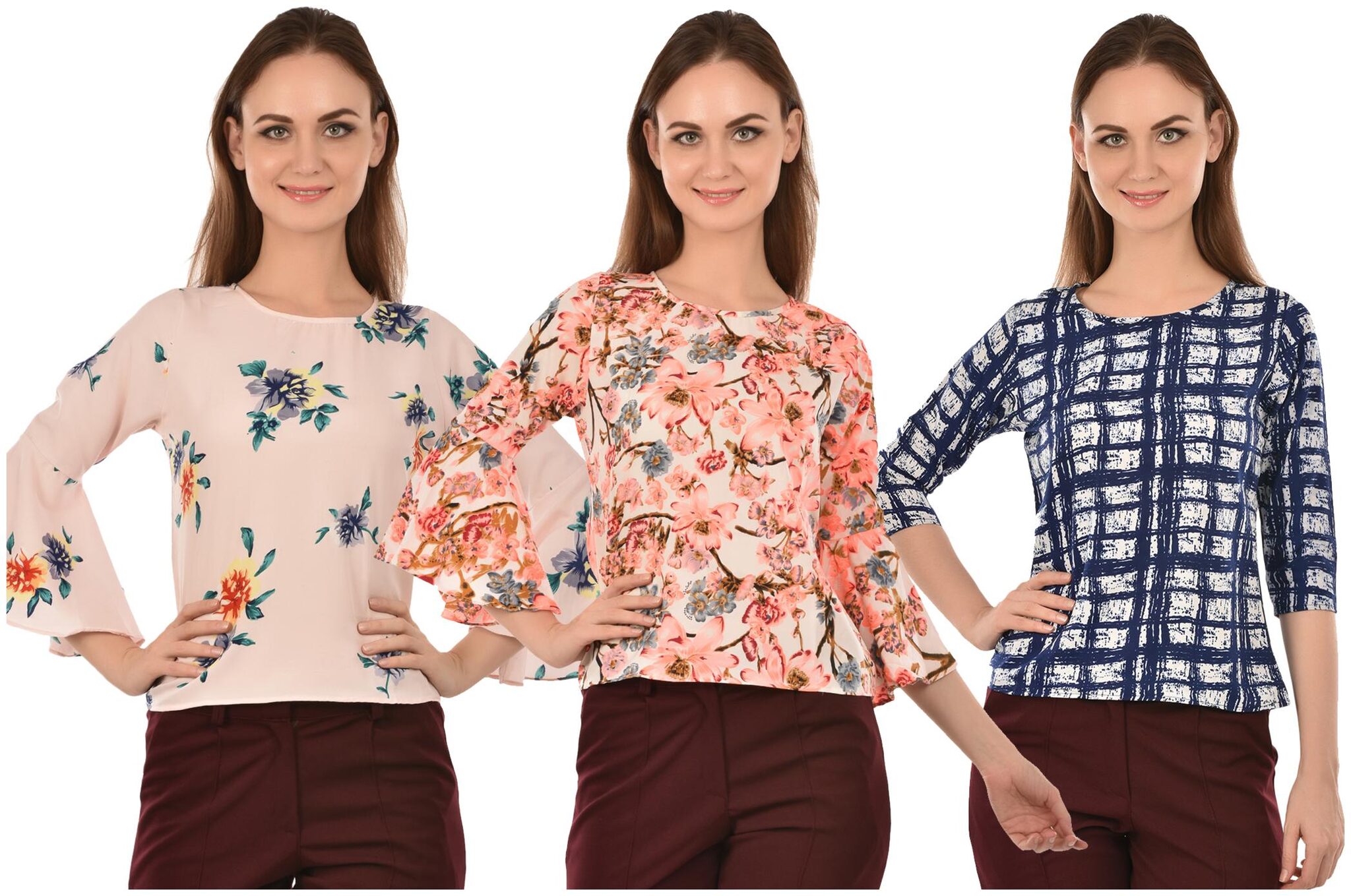 

ADORSY Crepe Multi Floral A Line Top For Women