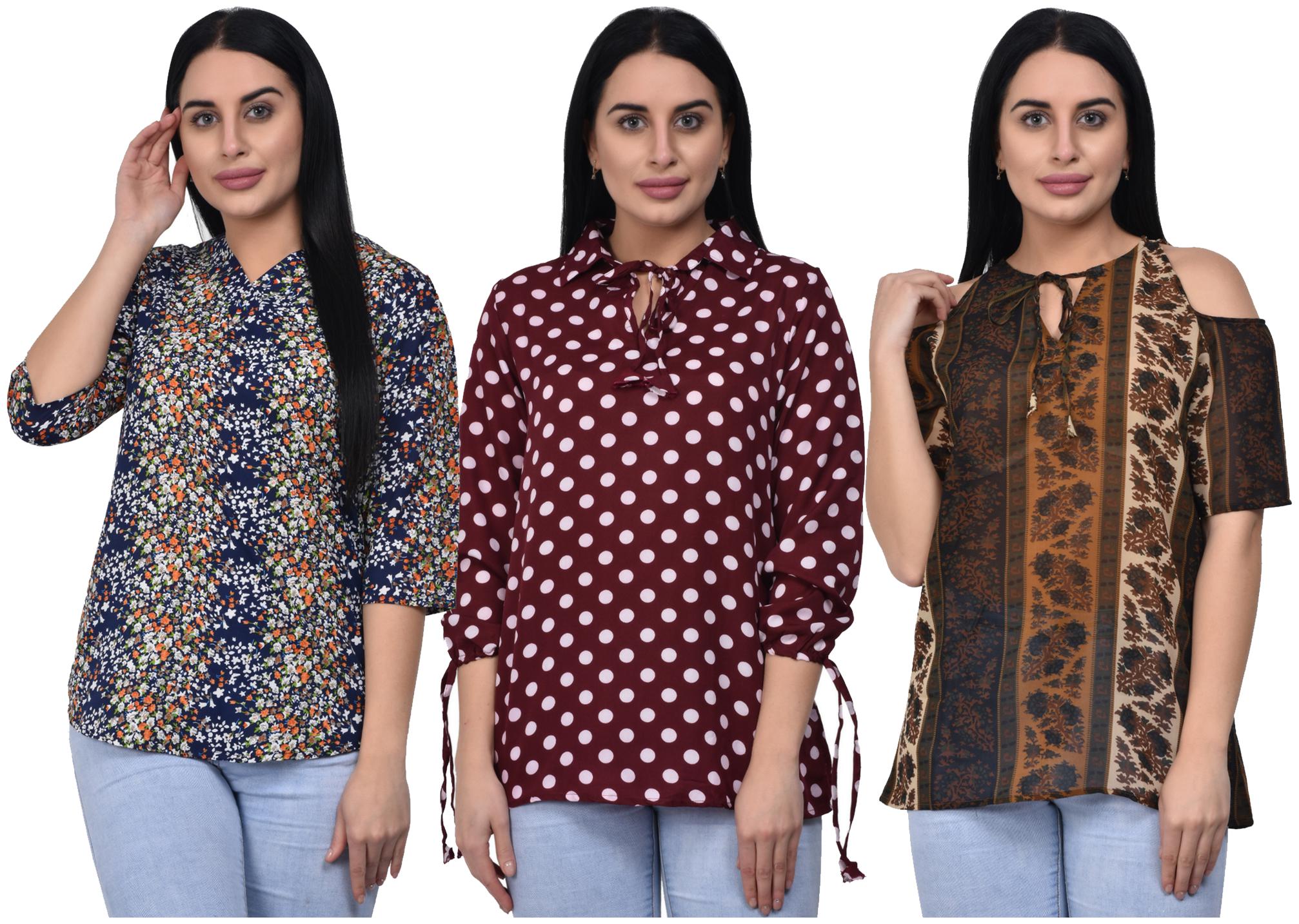 

ADORSY Crepe Multi Floral A Line Top For Women