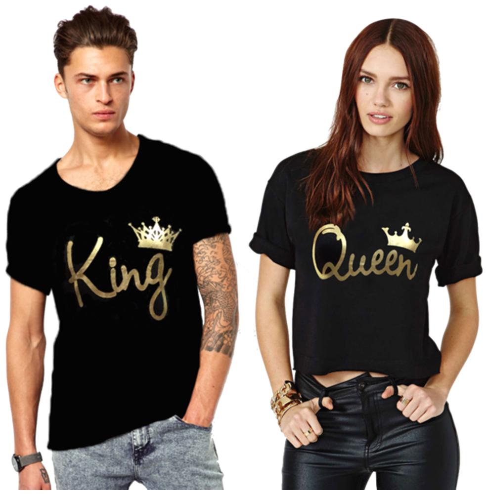 

ADYK Cotton Half Sleeves Printed Black Color Couple T-Shirt