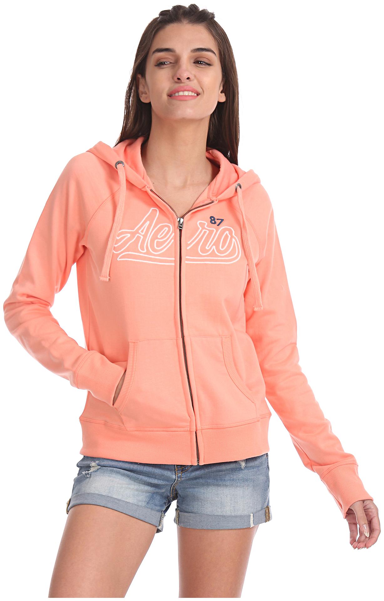 

Aeropostale Women Self Design Hoodie - Orange