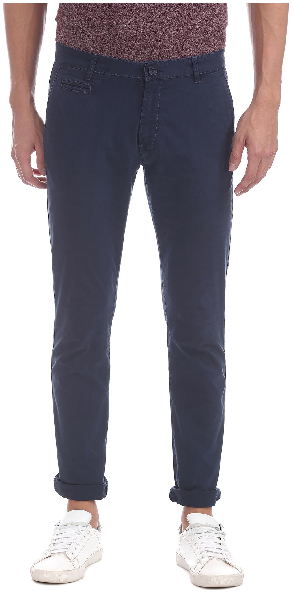 

Aeropostale Men Blue Solid Skinny fit Regular trousers