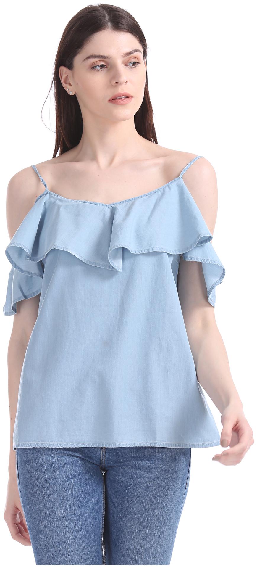 

Aeropostale Women Solid Regular top - Blue