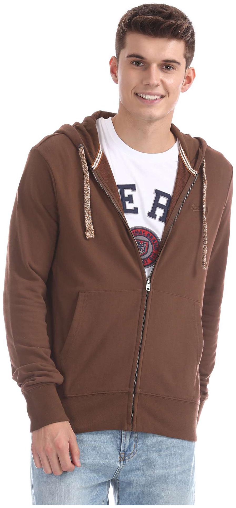 

Aeropostale Men Brown Hooded Hoodie