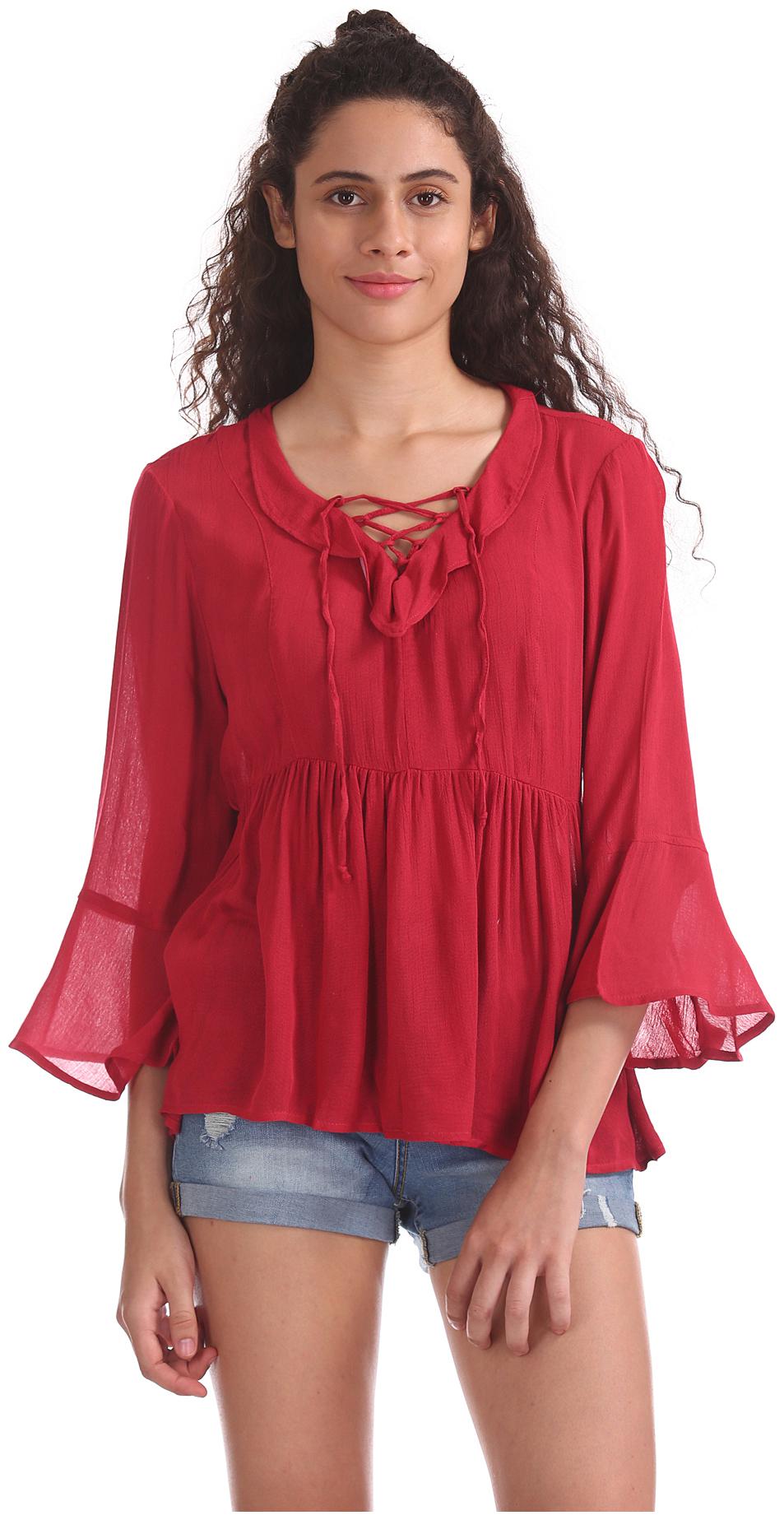 

Aeropostale Women Solid Fusion tunic - Red