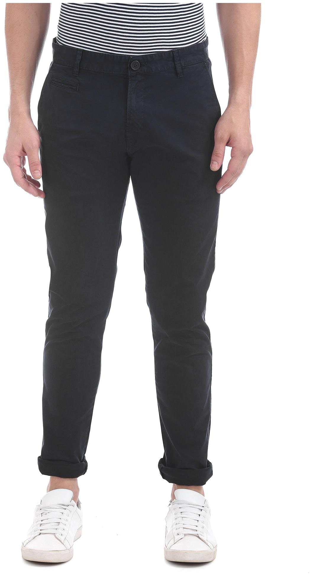 

Aeropostale Men Blue Solid Skinny fit Regular trousers