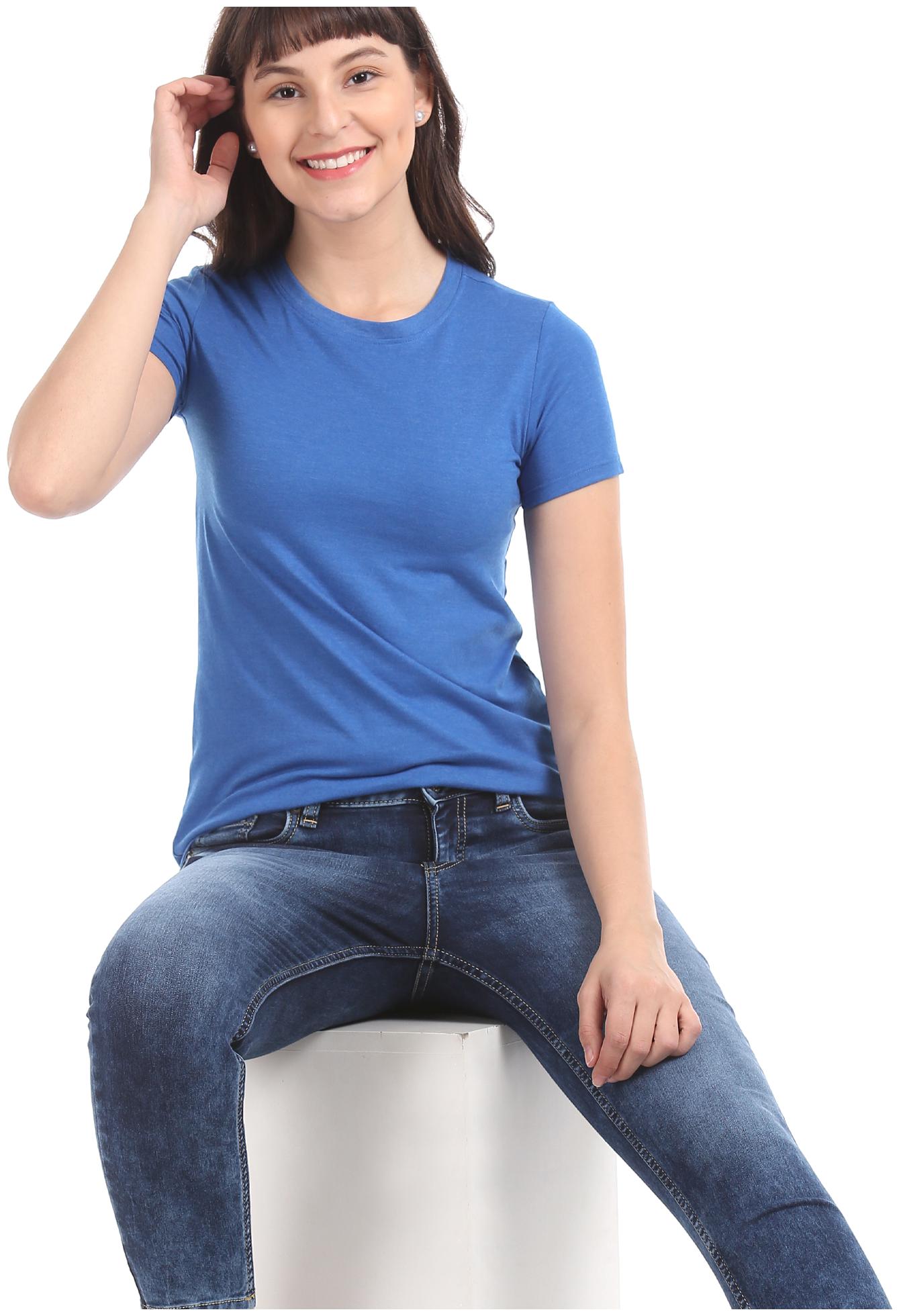 

Aeropostale Women Blue Regular fit Round neck Cotton T shirt