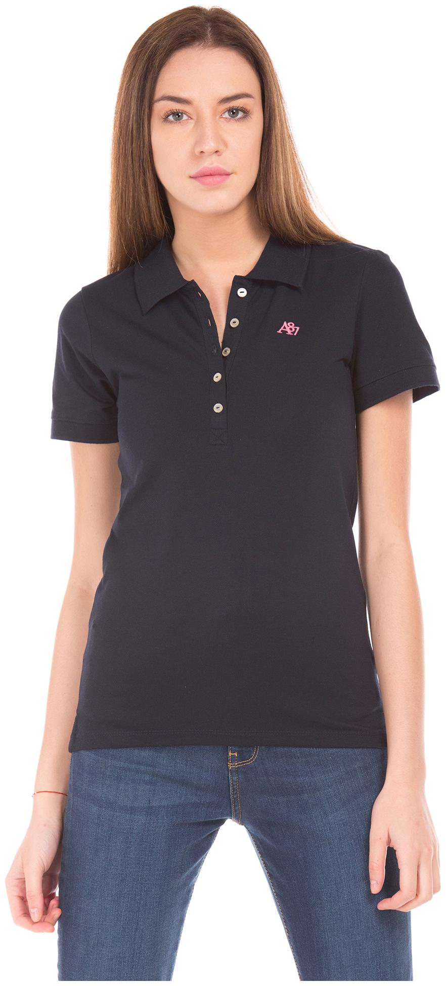 

Aeropostale Women Blue Regular fit Polo neck Cotton T shirt