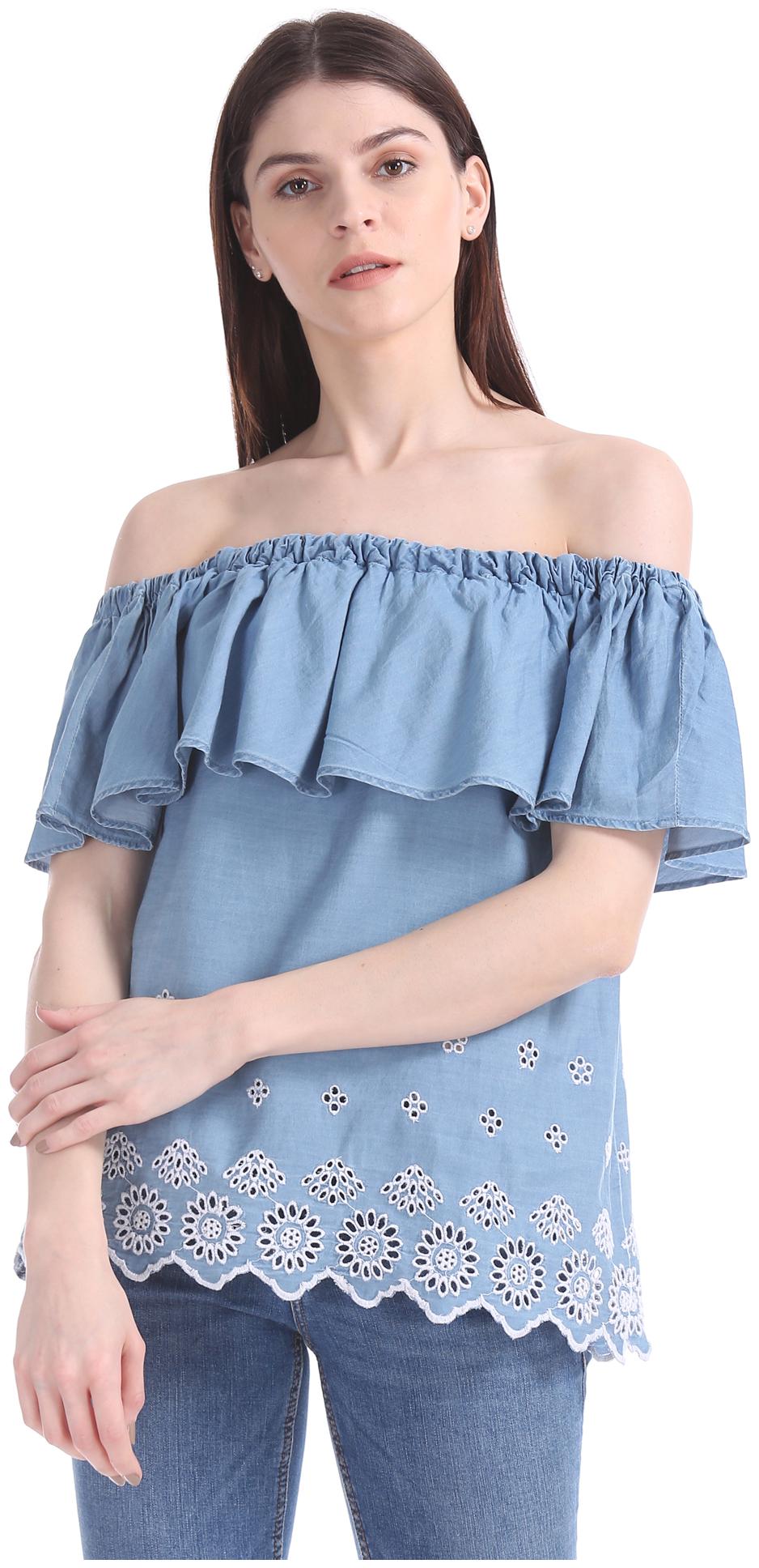

Aeropostale Women Embroidered Regular top - Blue